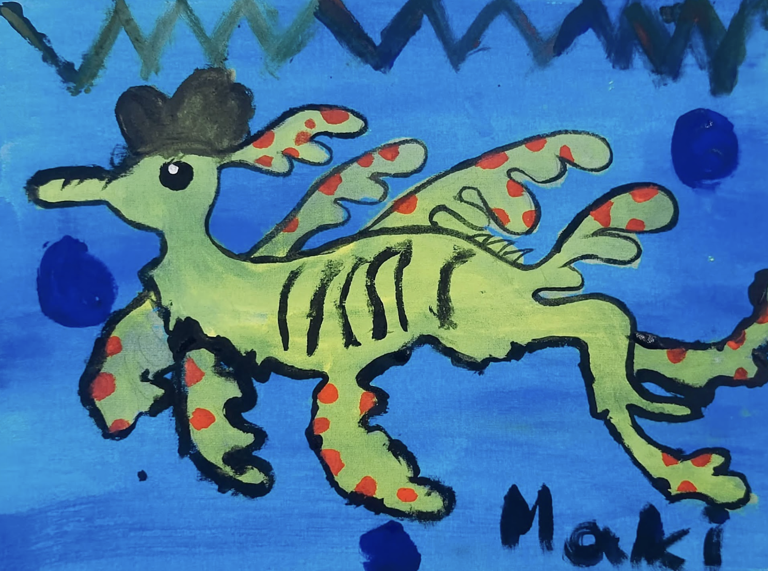 Leafy seadragon painting by Makisig Maratas, Philippines. 