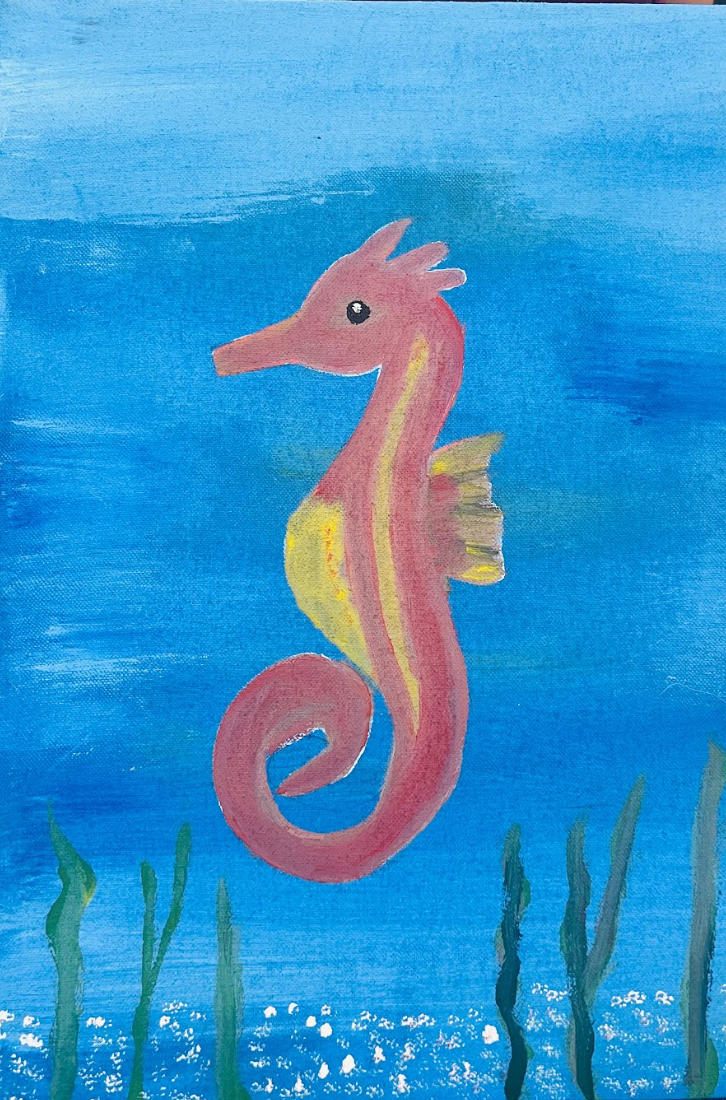 Seahorse painting by Cris Jacob V. Abejuela, Philippines. 