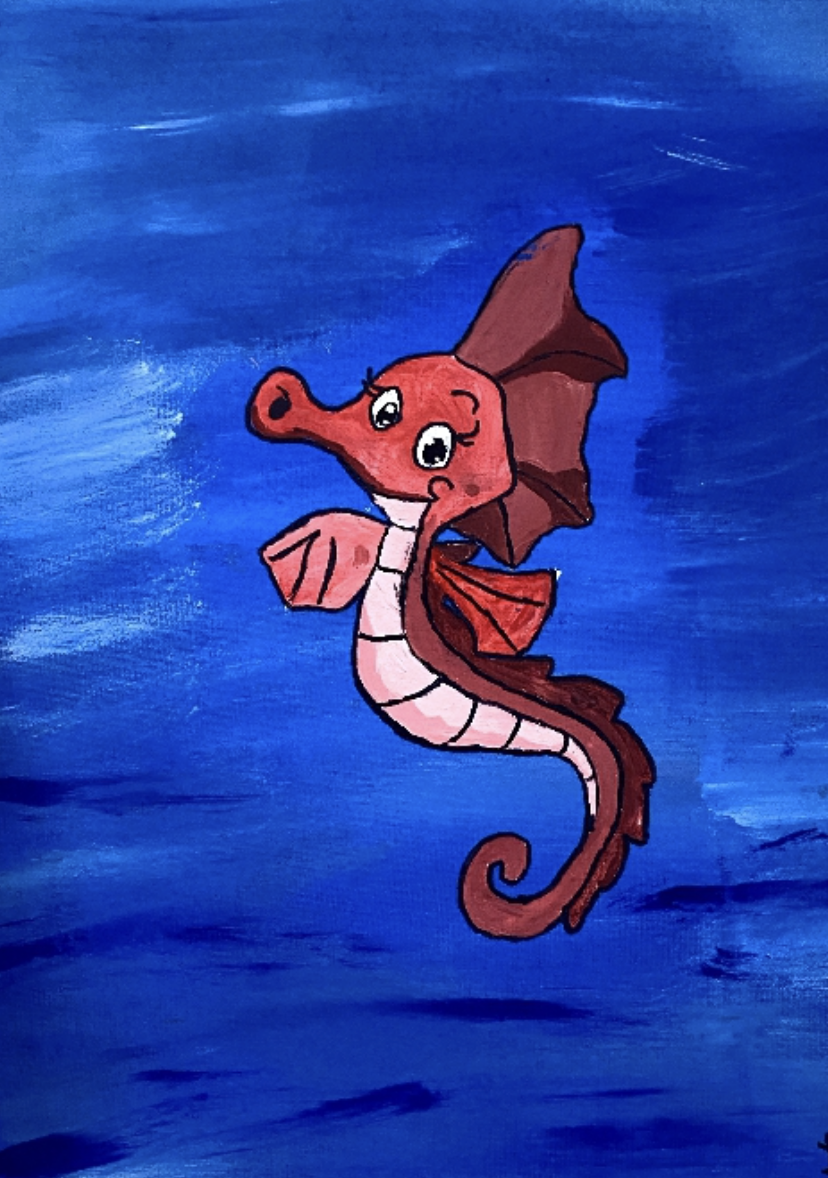Seahorse painting by Arabella Matea Elisse Lumacad, Philippines.
