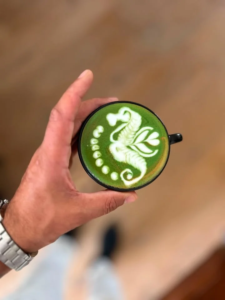 Seahorse latte art by World of latte art.