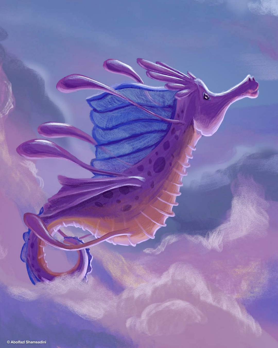 Seahorse illustration by Abolfazl Shamsadini, Iran.