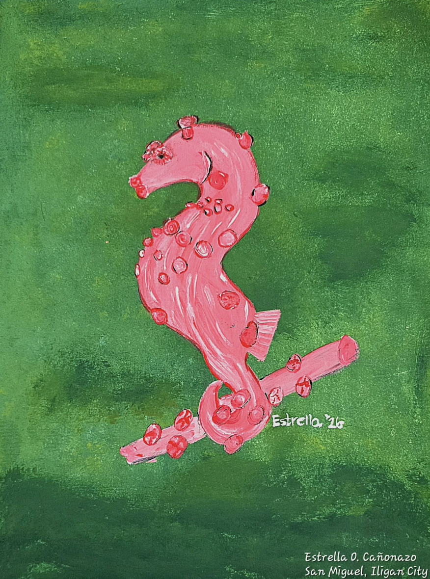 Pygmy seahorse painting by Estrella Canonazo, Philippines.