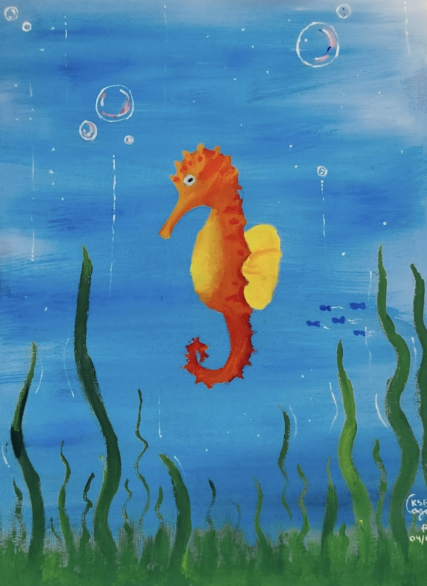 Seahorse painting by Kristine Sophia Cagod, Philippines.