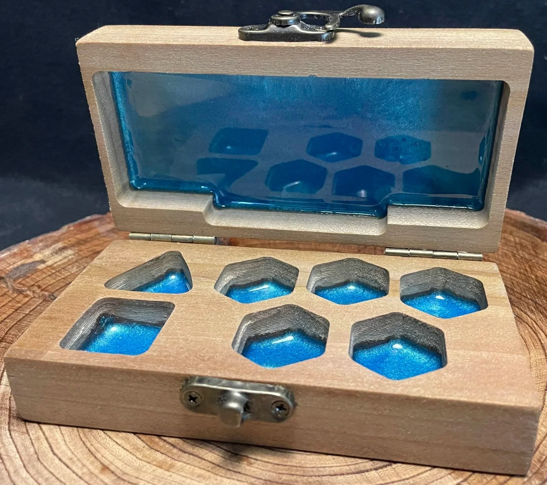 Dice Box- Blue Resin Finish