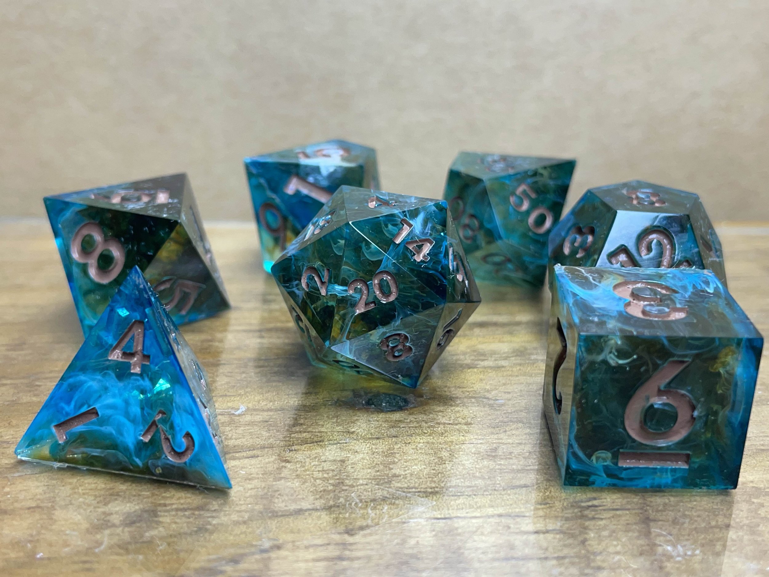 Custom Translucent Smoke Pour Dice Set