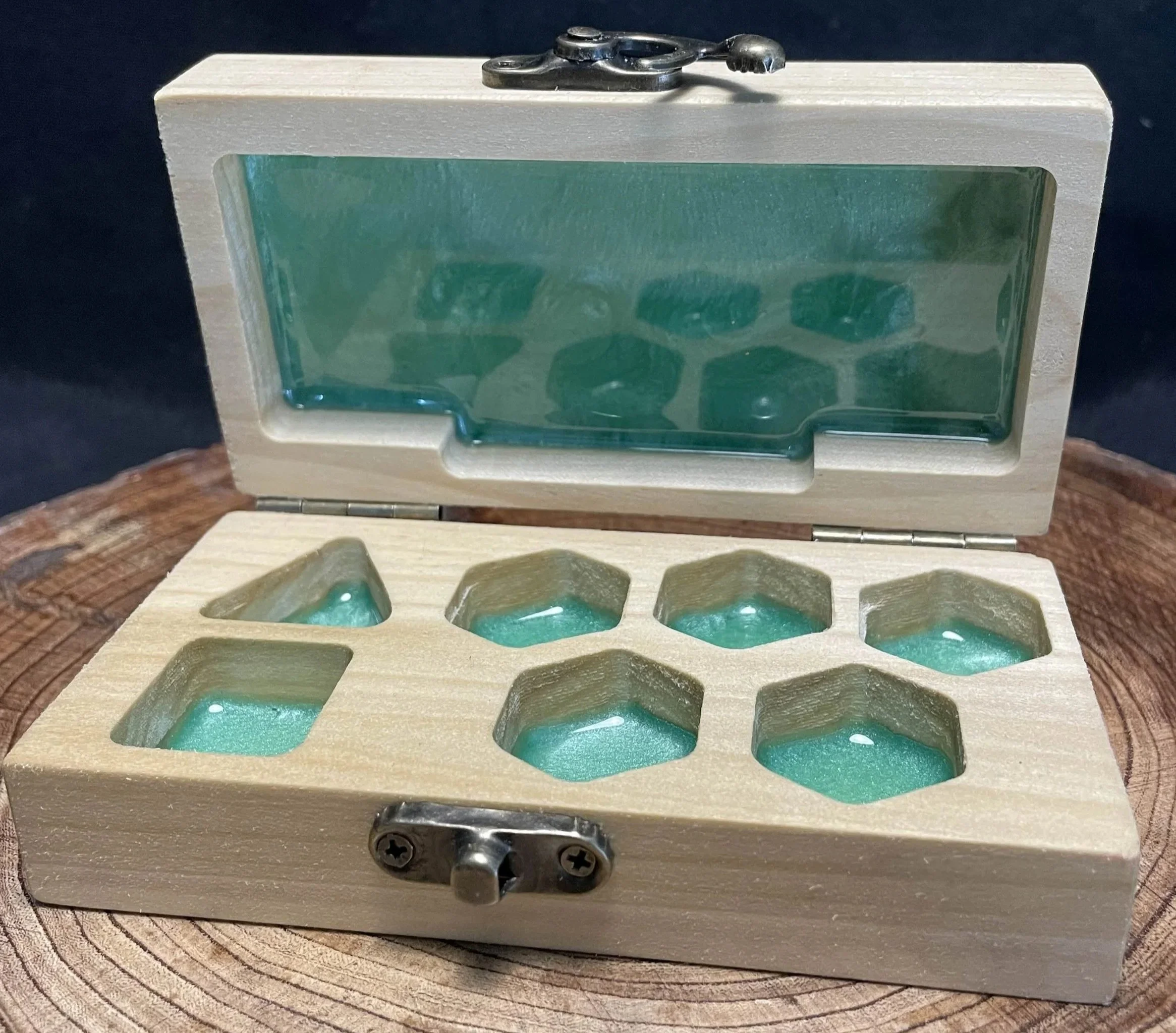 Dice Box- Green Resin Finish