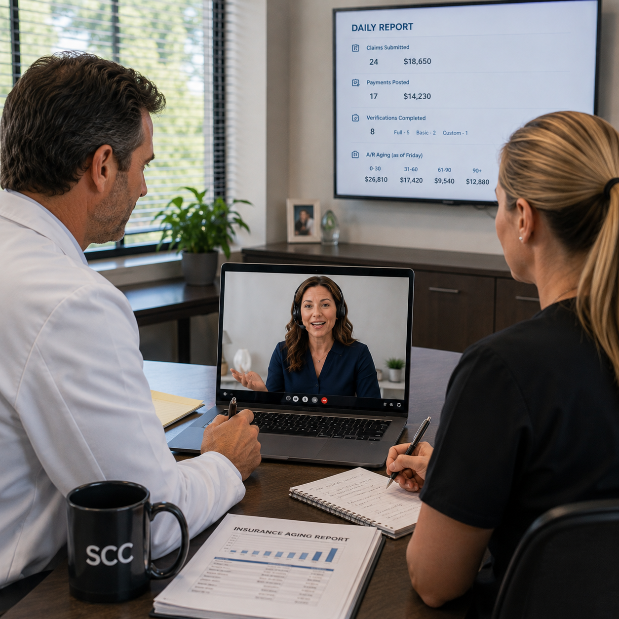 Dentist meeting with their Smile Care Claims Account Manager