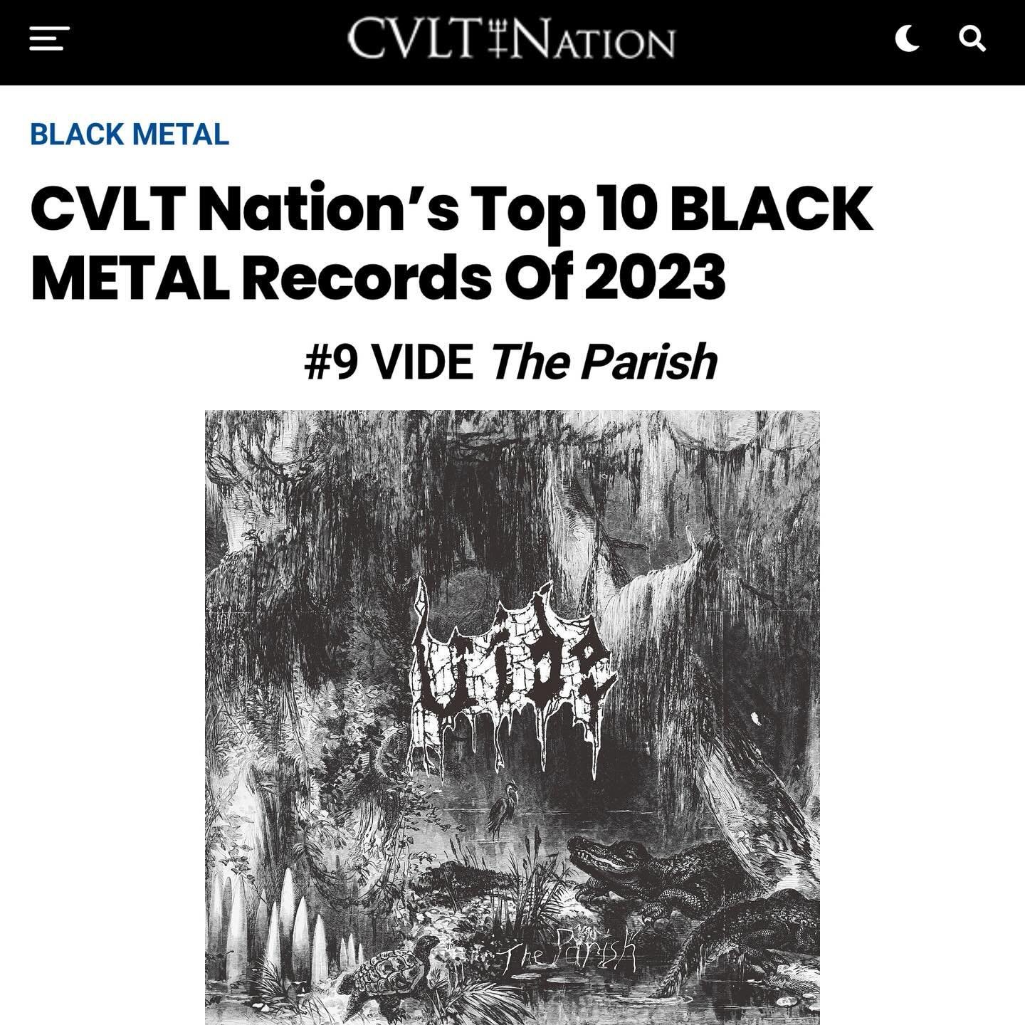 Totally surprised by this one. Thank you a ton to @cvltnation for listing vide in their top 10 Black metal records of the year list. We are very honored to be mentioned next to some amazing bands! Thank you to anyone who checked out our release. 

10
