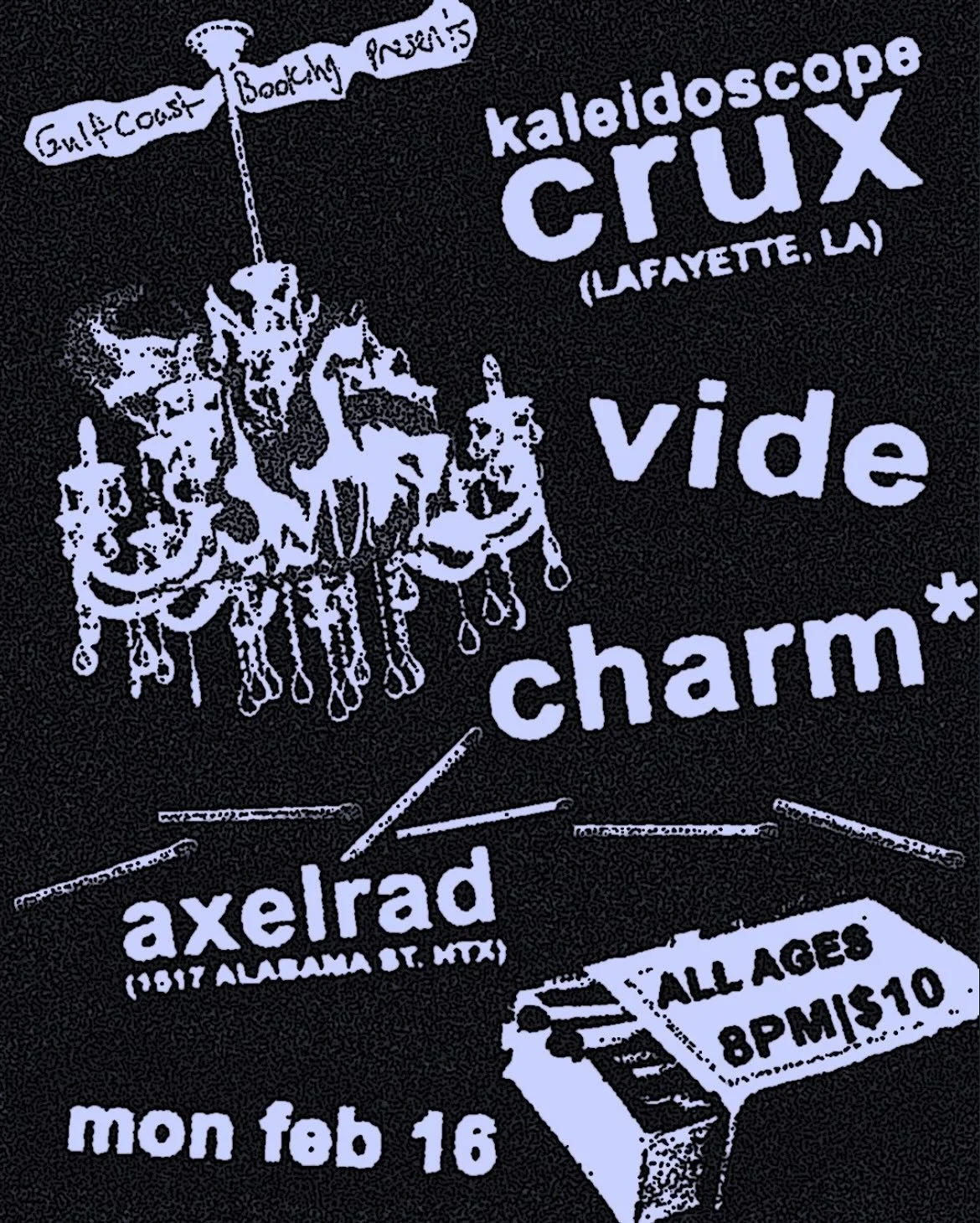 feb 16 at axelrad with
@kaleidoscopecrux @charmhtx . Will have this limited &ldquo;meat is murder&rdquo; rip. any leftovers will be posted on emptyvide.com.