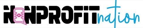 Logo with the word 'Nonprofit' in bold black and pink letters, and the word 'nation' in blue script.