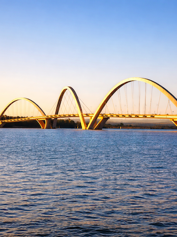 Bridge at sunset with beautiful arcs