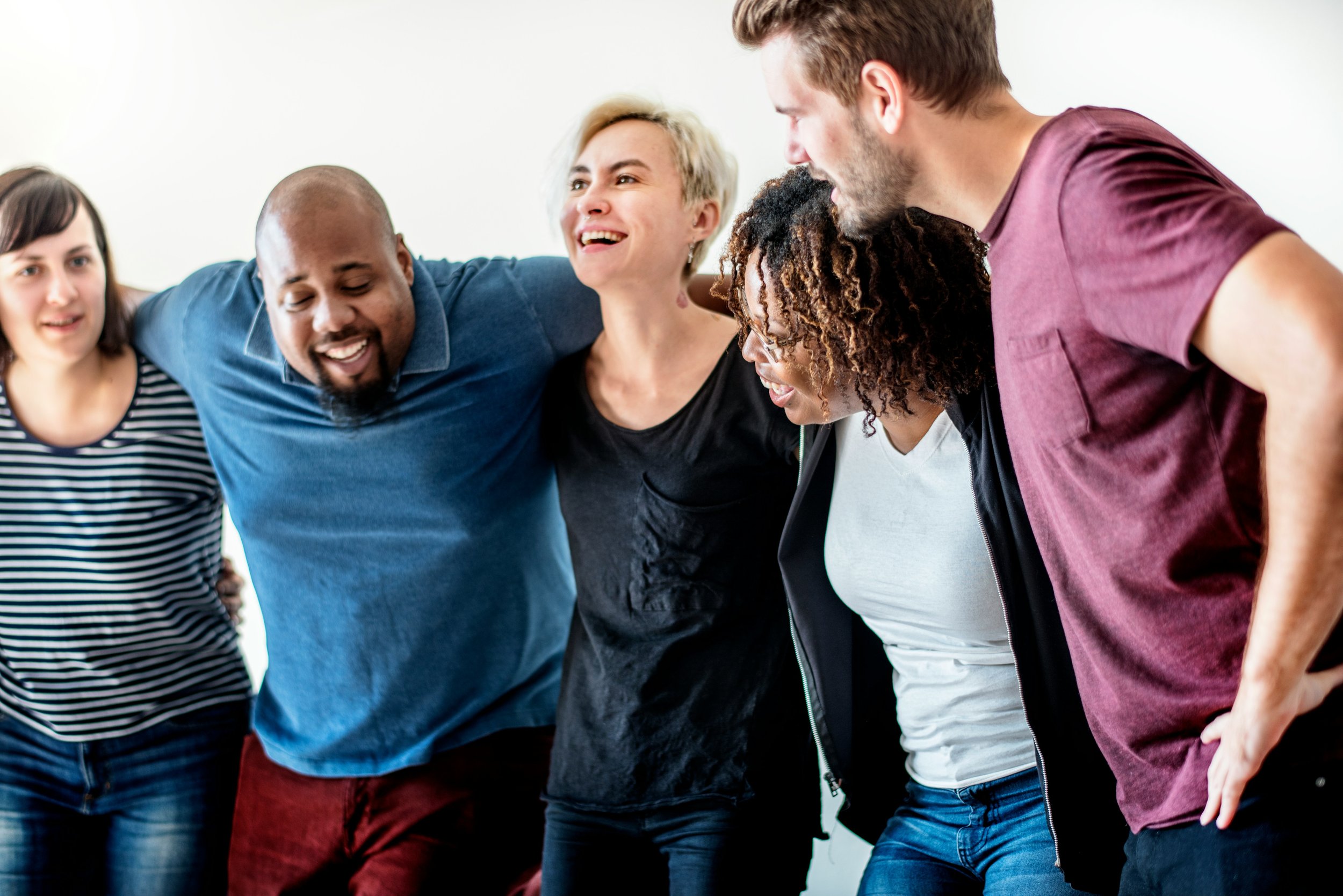 Diverse group of people joined together