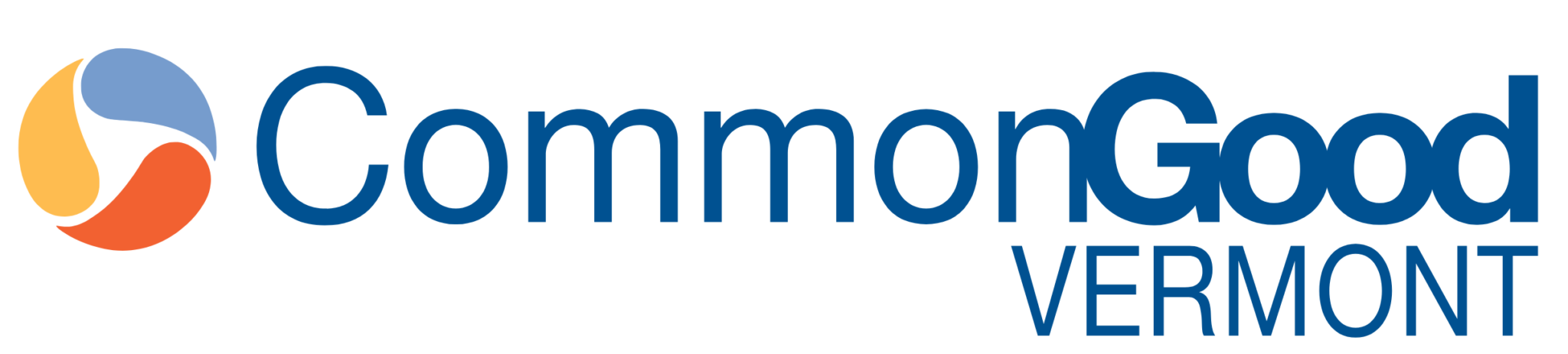 Logo of CommonGood Vermont with a circular symbol containing blue, orange, and yellow shapes.
