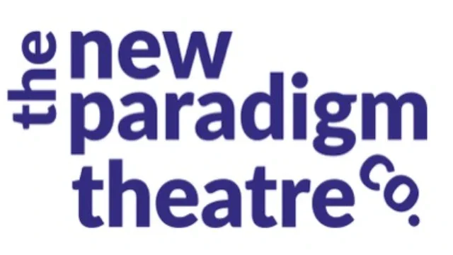 Text reading 'the new paradigm theatre co.' in purple font on a white background.