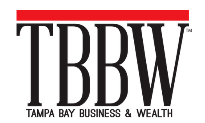 Tampa Bay Business & Wealth logo with large black letters TBBW, a red line at the top, and the words Tampa Bay Business & Wealth underneath.