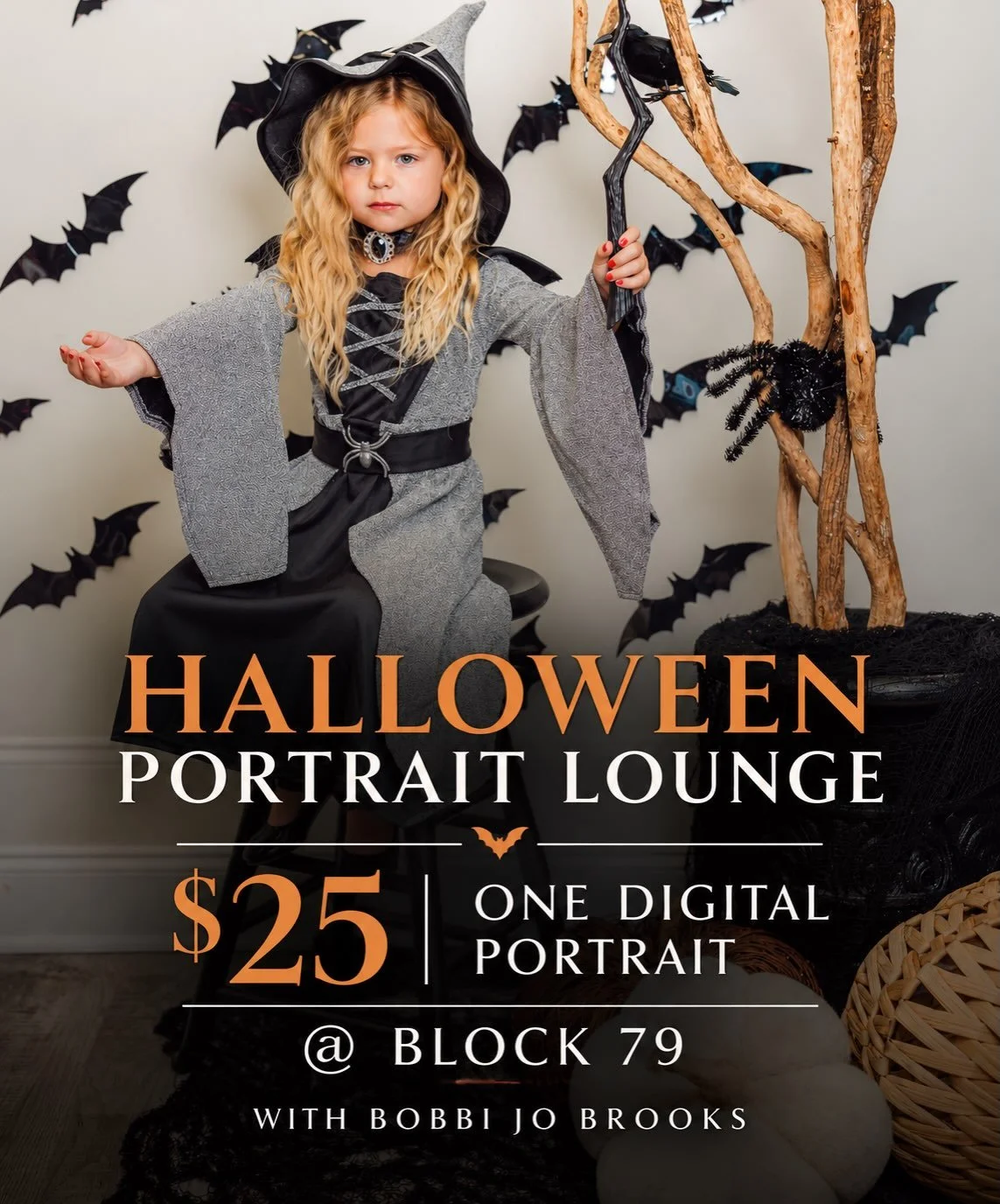 Dalton, get those Halloween costumes ready!

I&rsquo;m bringing my Halloween Portrait Lounge to Block 79&rsquo;s Trick or Treat event this Saturday, October 24!

Whether you&rsquo;re a little witch, a spooky ghost, a superhero, or just feeling festiv