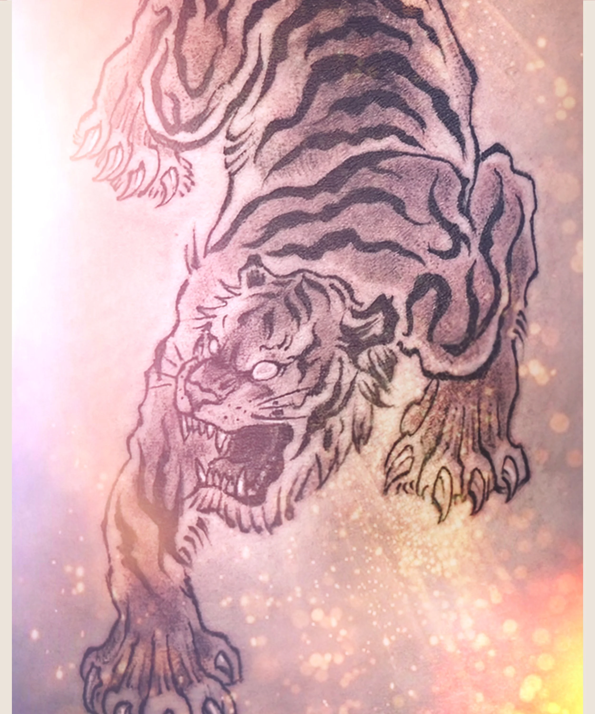 Asian tiger tattoo designed by Bored ink club, located in Los Angeles