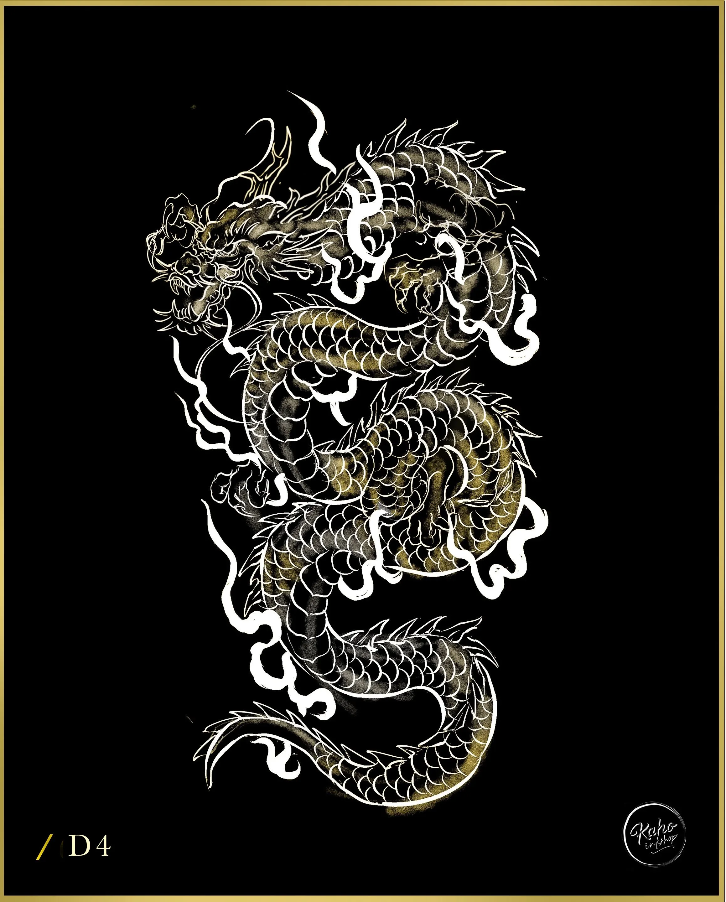 Powerful Asian  style dragon tattoo with flames crafted and designed by bored ink club los angeles