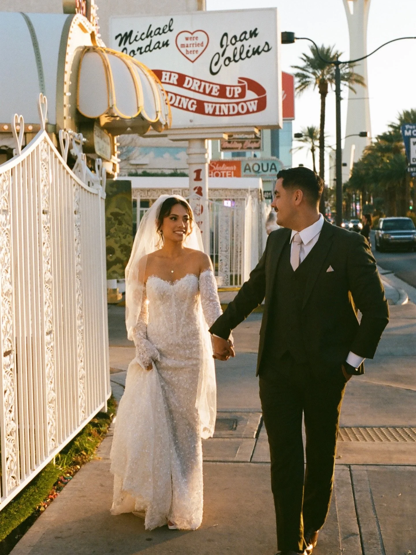 Vegas little white chapel magic 🤍✨&thinsp;Just married energy, neon lights, and a love that feels iconic. 💍🥂&thinsp;
&thinsp;
#blushbridalcouture #blushbride #sayyestothedress #2026bride&thinsp; #littlewhiteweddingchapel