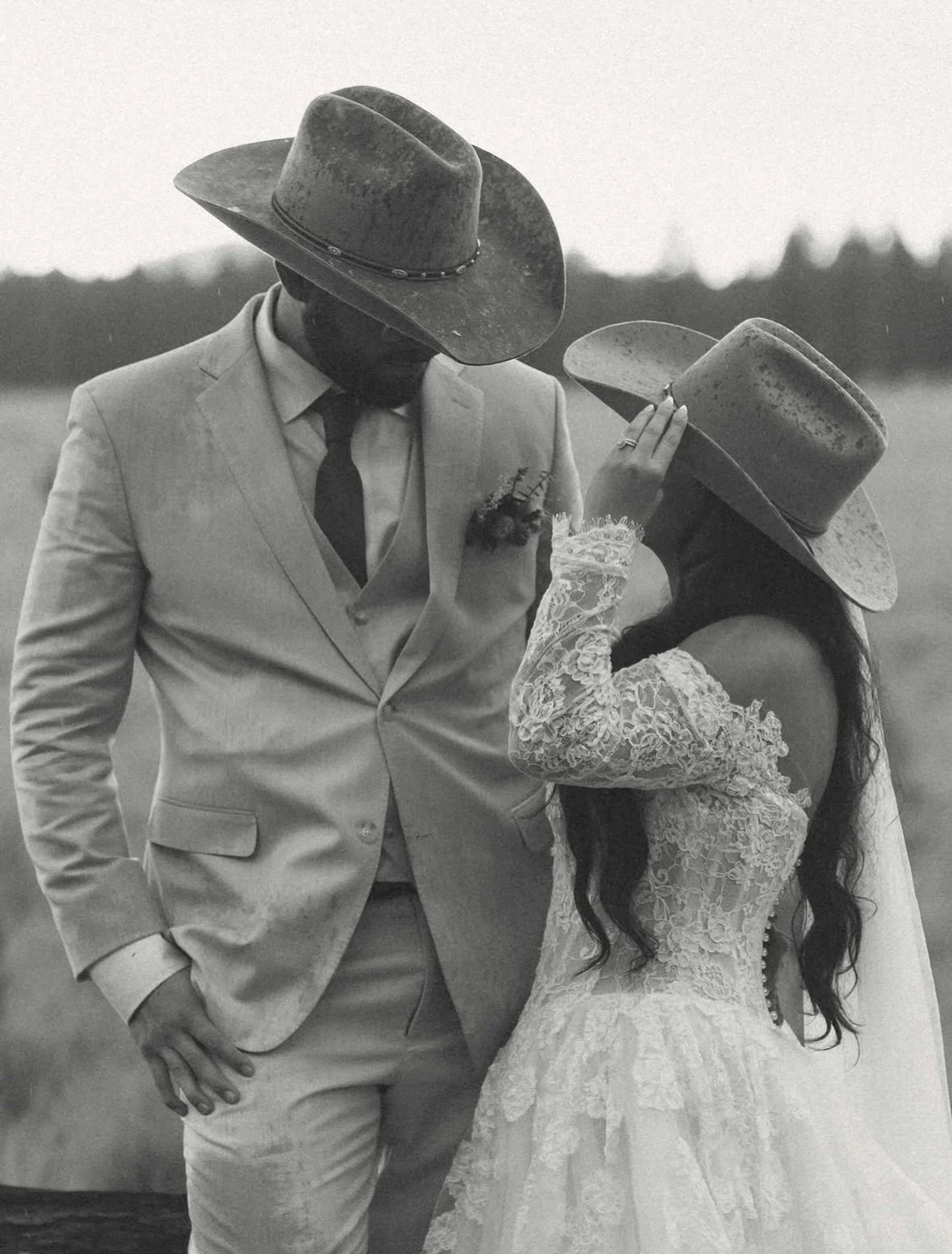 A love story captured in lace 🕊️✨&thinsp;
Romance, redefined&mdash;with a western edge. 🤍&thinsp;
&thinsp;
Dress @blushbridalcouture @martinalianabridal&thinsp;
Photography &amp; videography @filmsbyhb&thinsp;
Seating @onehundredchairs&thinsp;
Hair