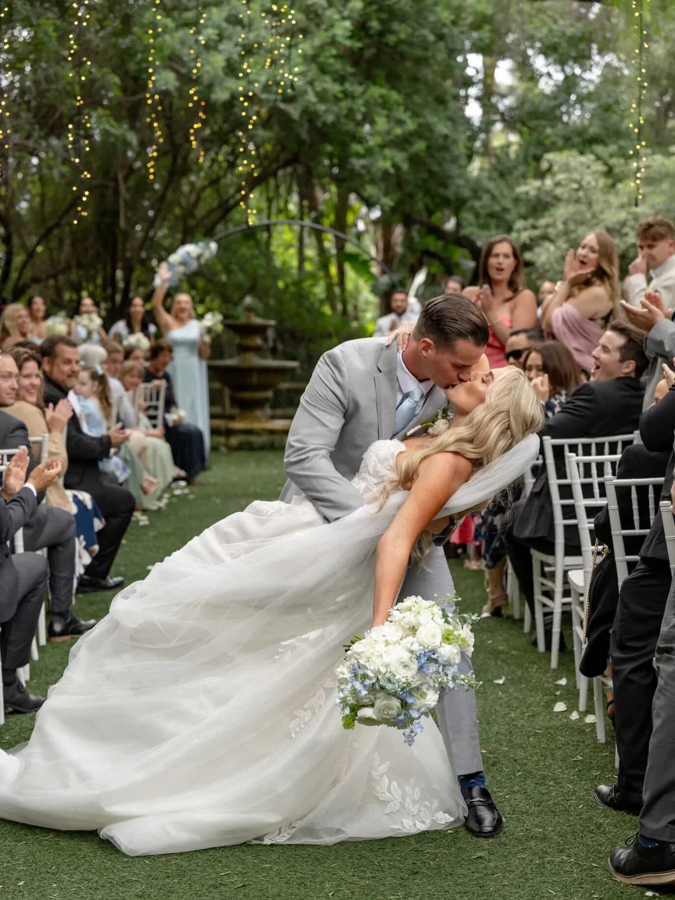 the kiss, the dip, the dress, the moment ✨🤍&thinsp; straight out of a movie and into forever. surrounded by happy tears, cheers, and the kind of love you never forget 🫶🏻&thinsp;
&thinsp;
#blushbabe #sayyestothedress #blushbridalcouture #2026bride 