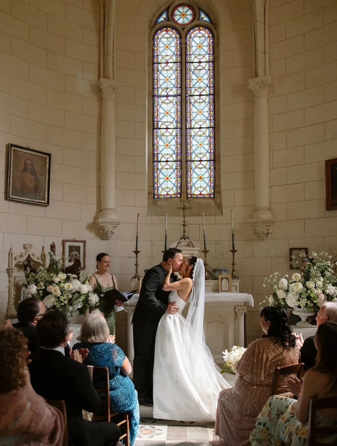 A kiss, a promise, and the start of forever. 🤍✨&thinsp;
&thinsp;
Surrounded by the people who love them most, these two officially began their greatest adventure together. 🕊️💍&thinsp;
&thinsp;
Congratulations to the newlyweds! 🥂&thinsp;
&thinsp;
