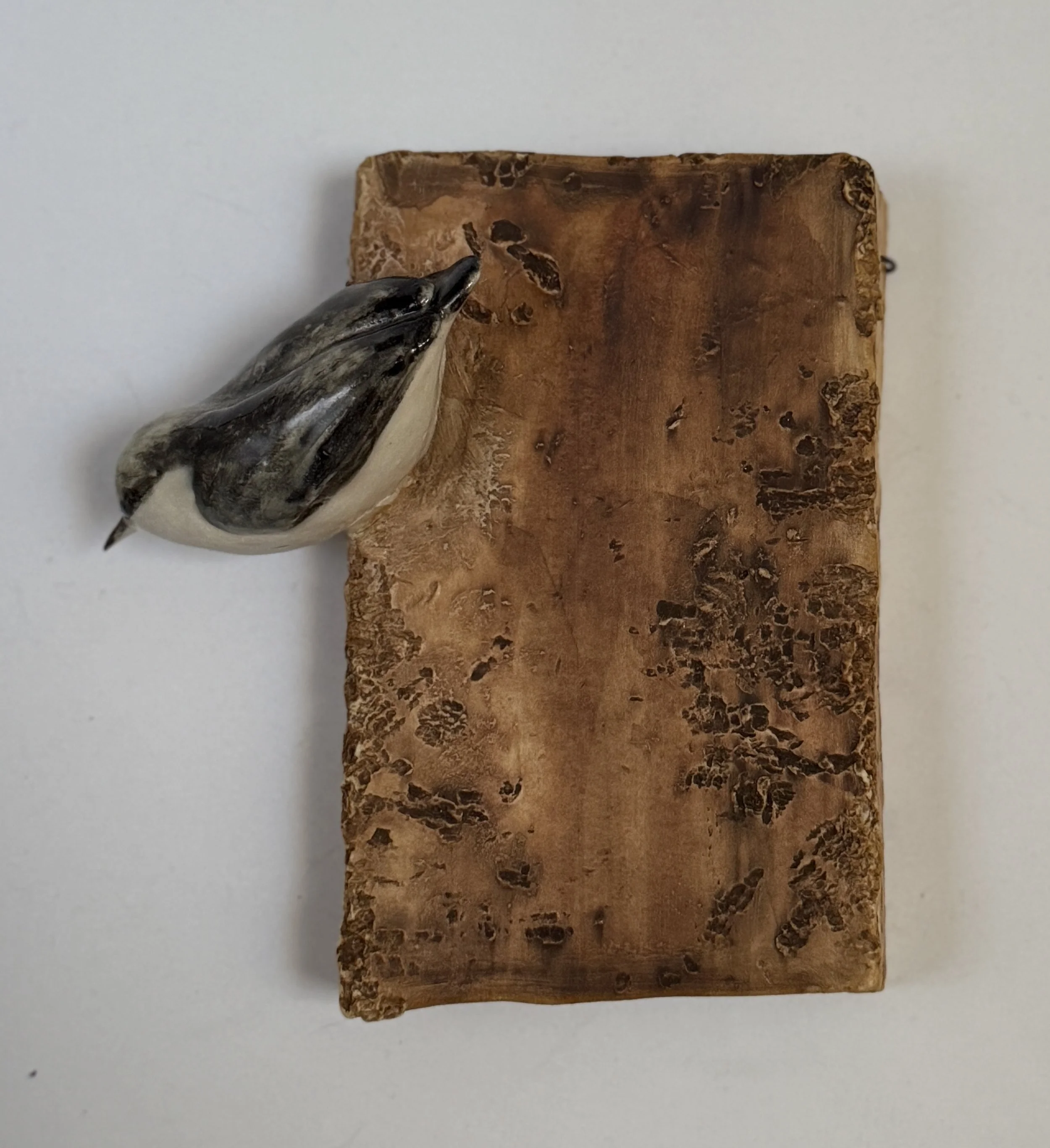 Pygmy Nuthatch on wall plaque