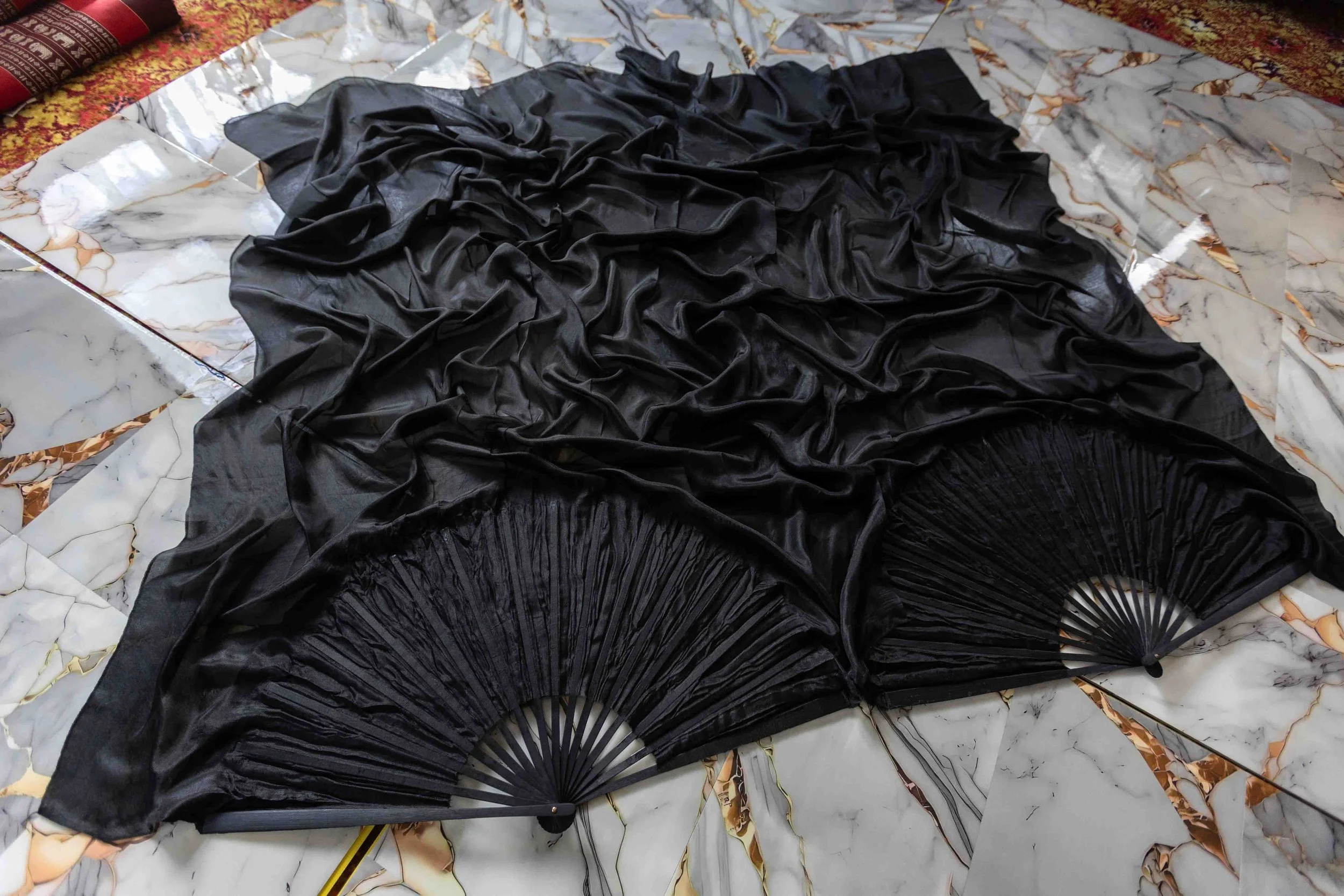Raven - Priestess Size Silk Flow Fans