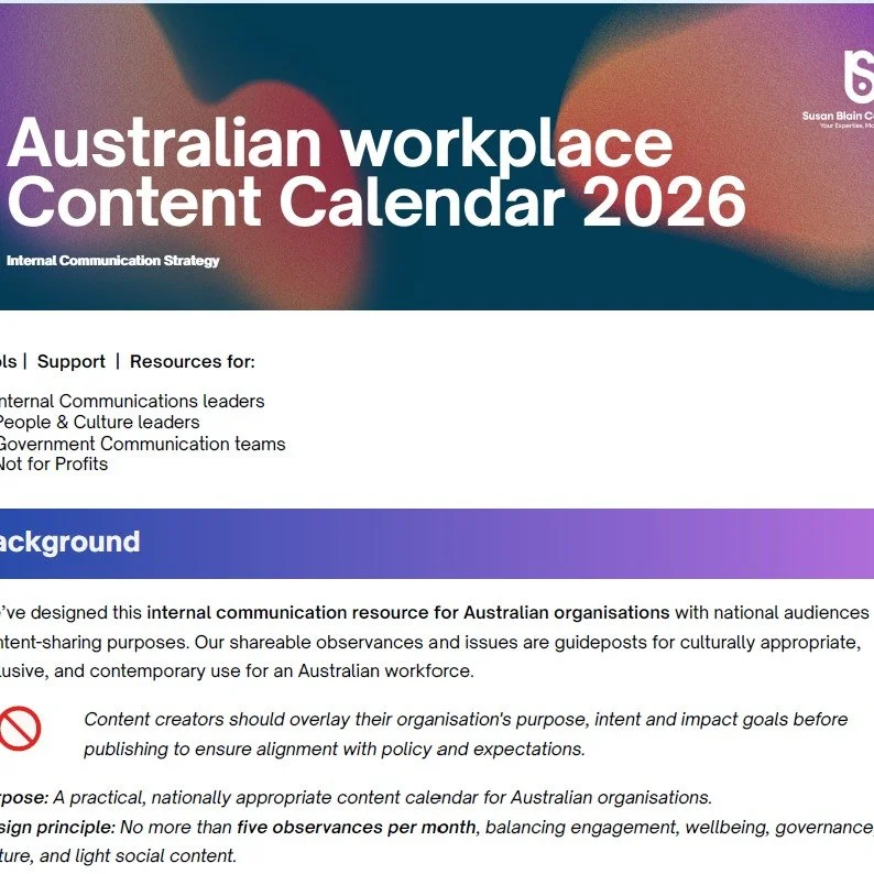 Today we updated our free 2026 Internal Comms Calendar to include Australia's national day of mourning today for the victims of the Bondi massacre.
Free resources for colleagues in the Comms sector is a small but hopefully appreciated gesture for in-