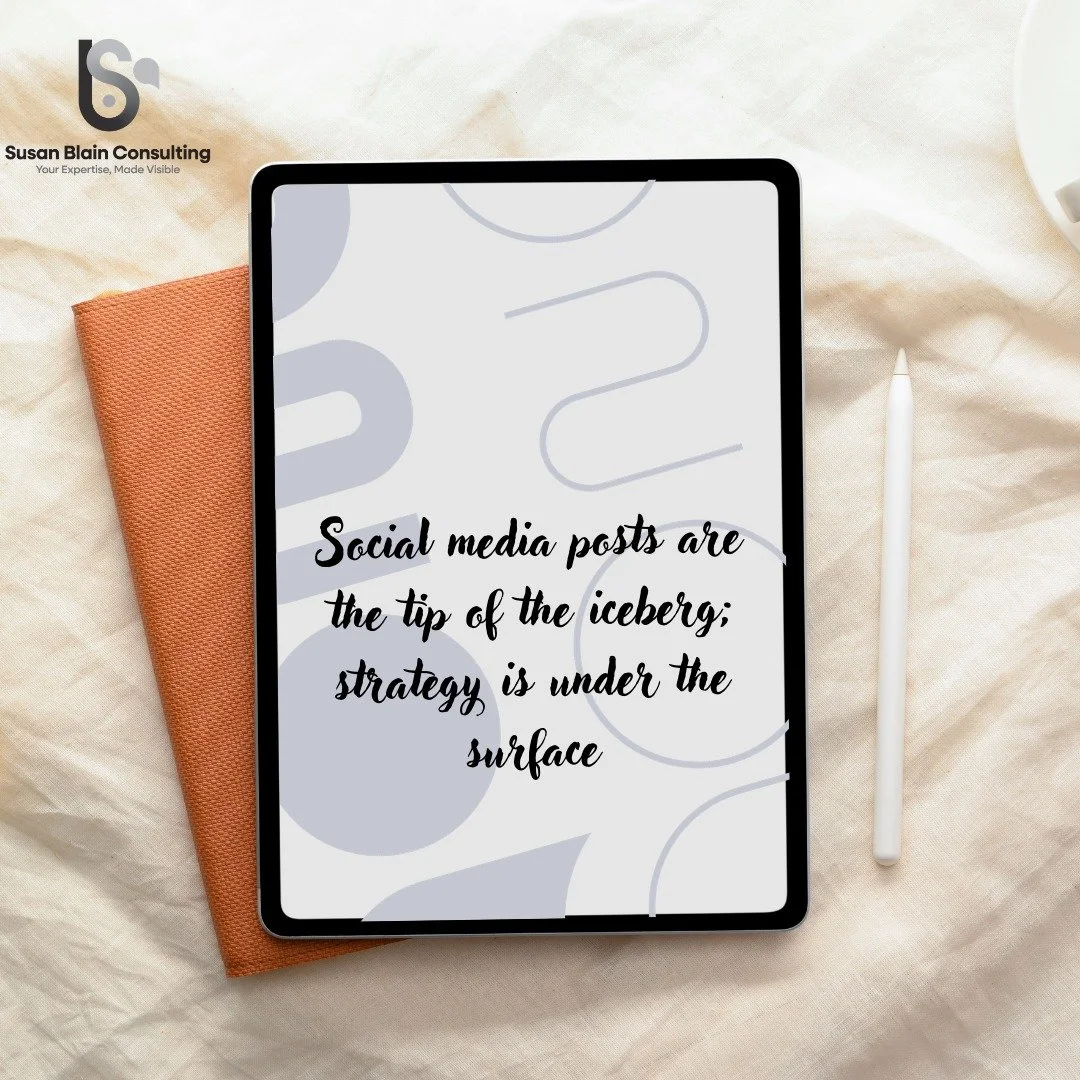 Social media posts are the tip of the iceberg; strategy is under the surface. Always strategy! 

Subscribe to our blog on LinkedIn https://www.linkedin.com/build-relation/newsletter-follow?entityUrn=7424613581373145088