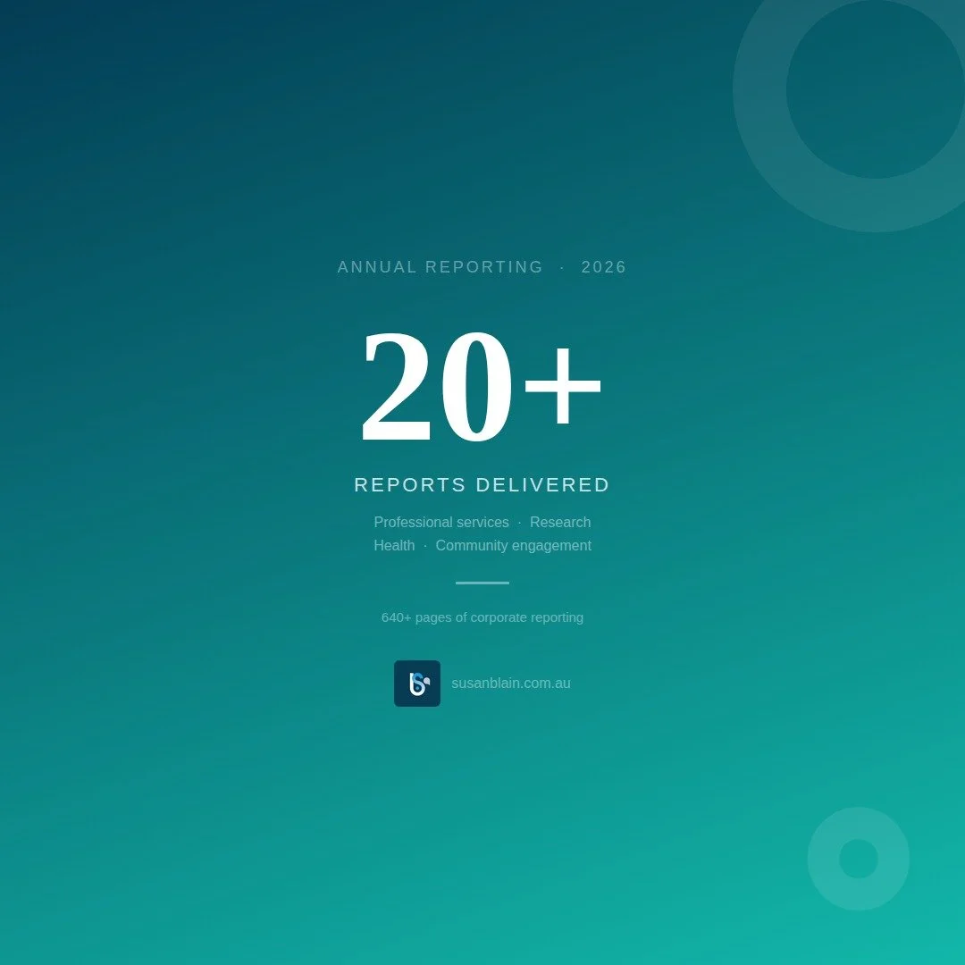 For annual reports with impact. Email me.