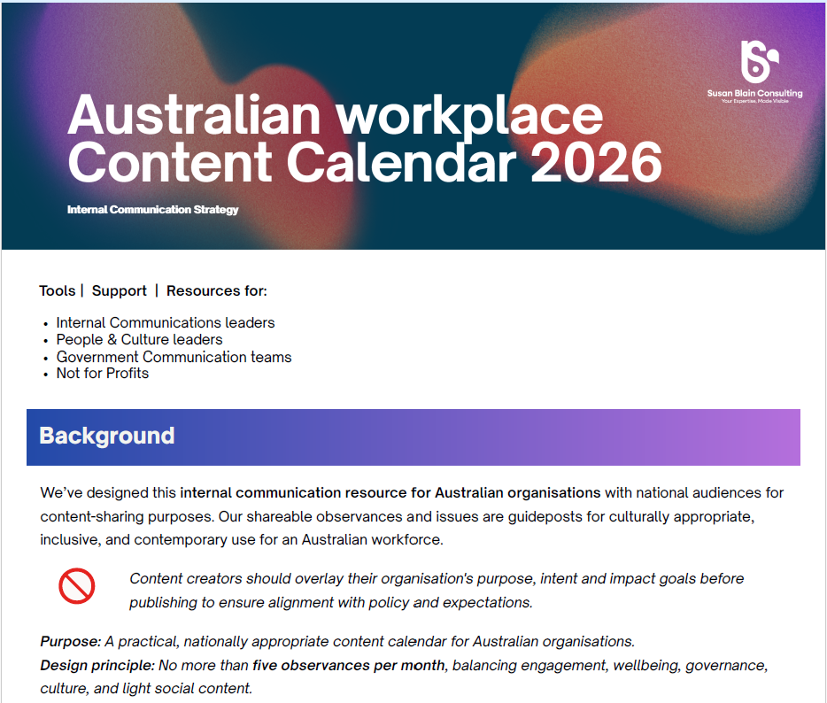 Australian Workplace Content Calendar 2026