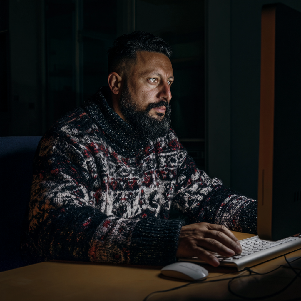 A man reaching out online