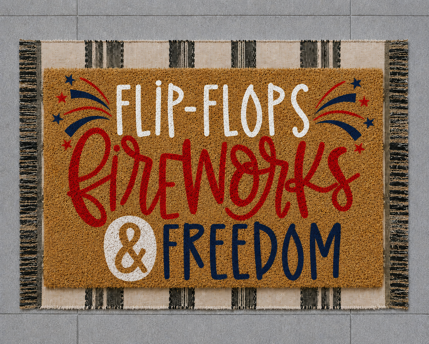 flip flops fireworks and freedom doormat