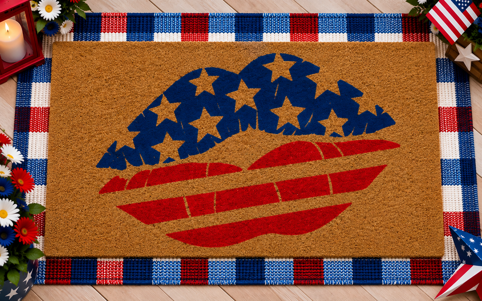 patriotic lips doormat