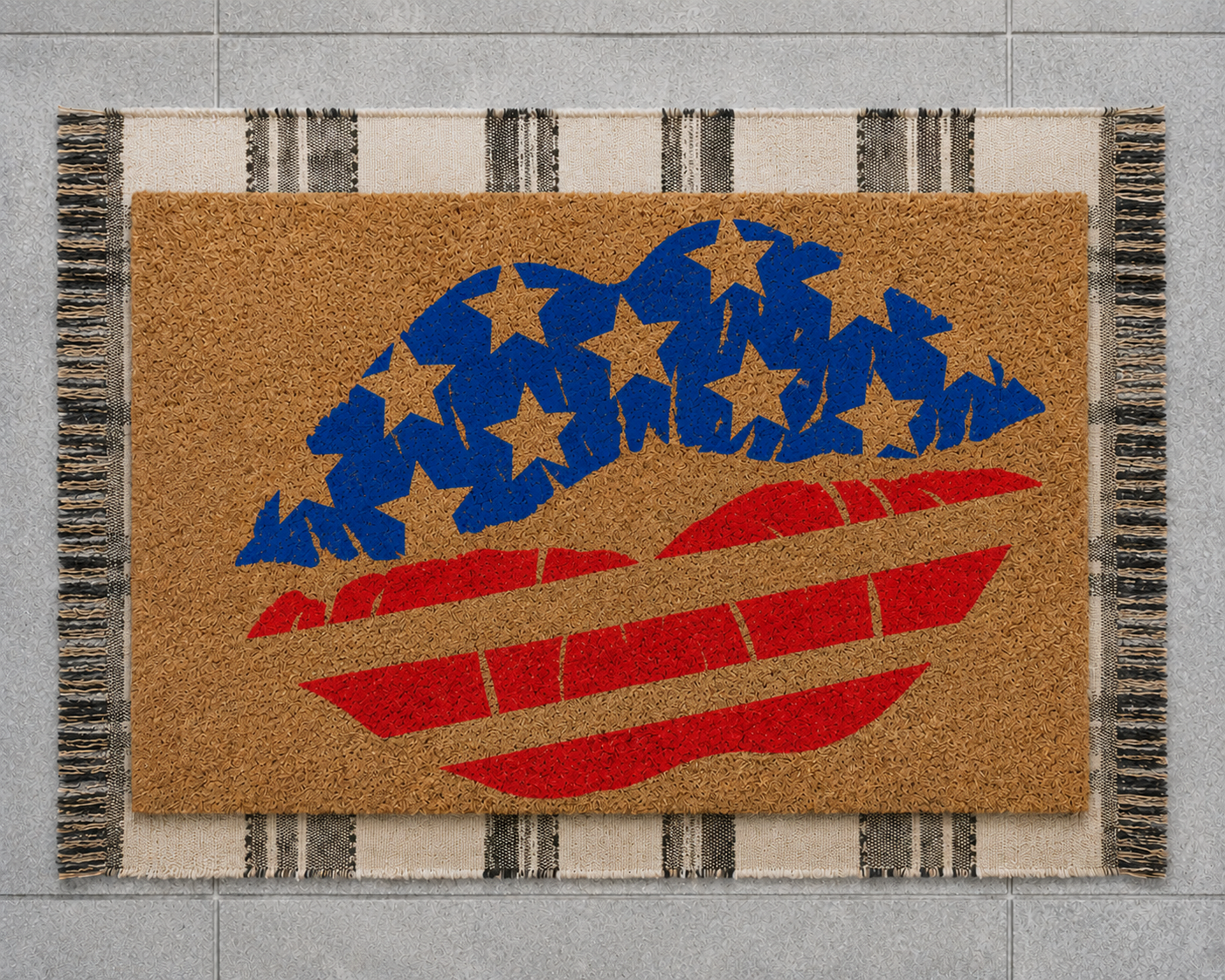 patriotic lips doormat