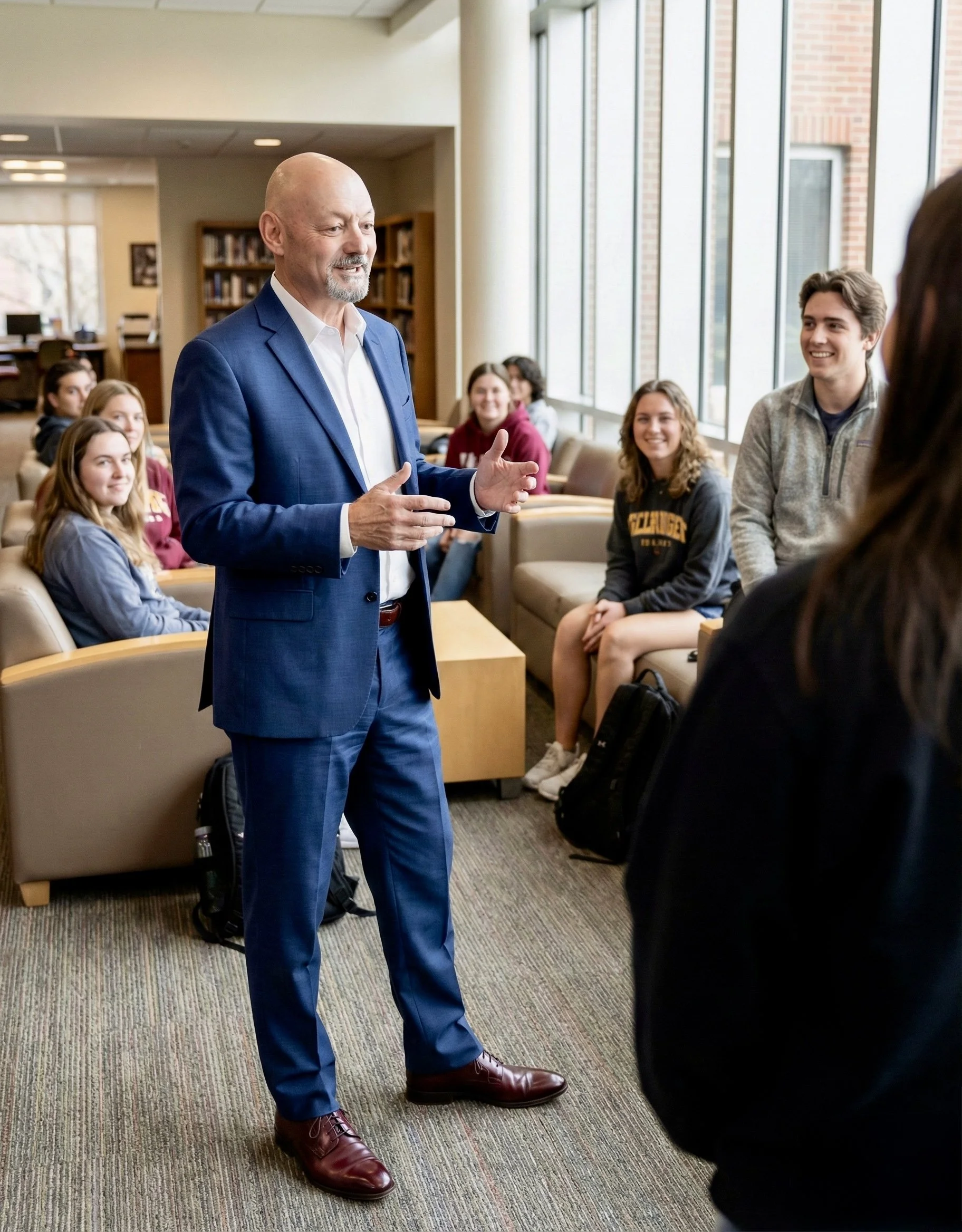 Doron Noyman leading a career skills workshop with college students