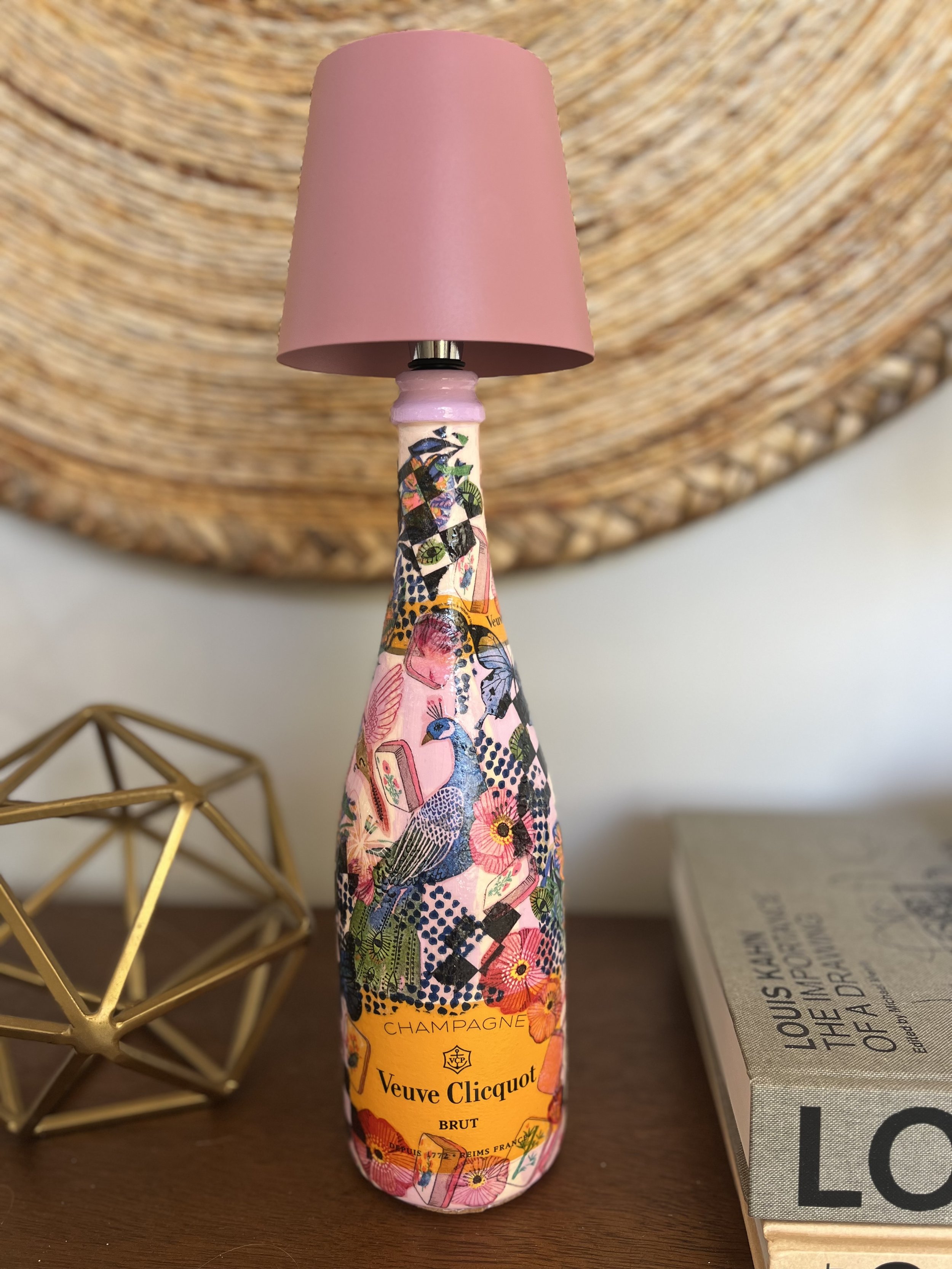 Veuve Clicquot LED Bottle Lamp | Handcrafted Champagne Bottle Table Lamp | One-of-a-Kind Home Décor | Champagne in Bloom