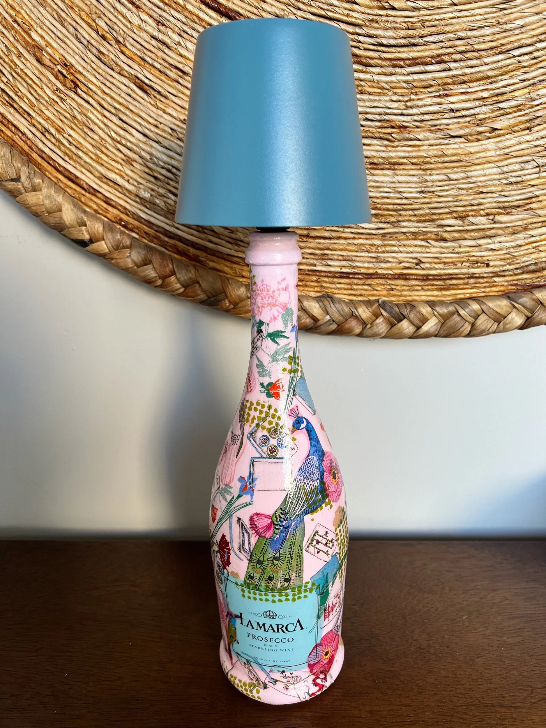 Peacock Garden - Prosecco Bottle Lamp