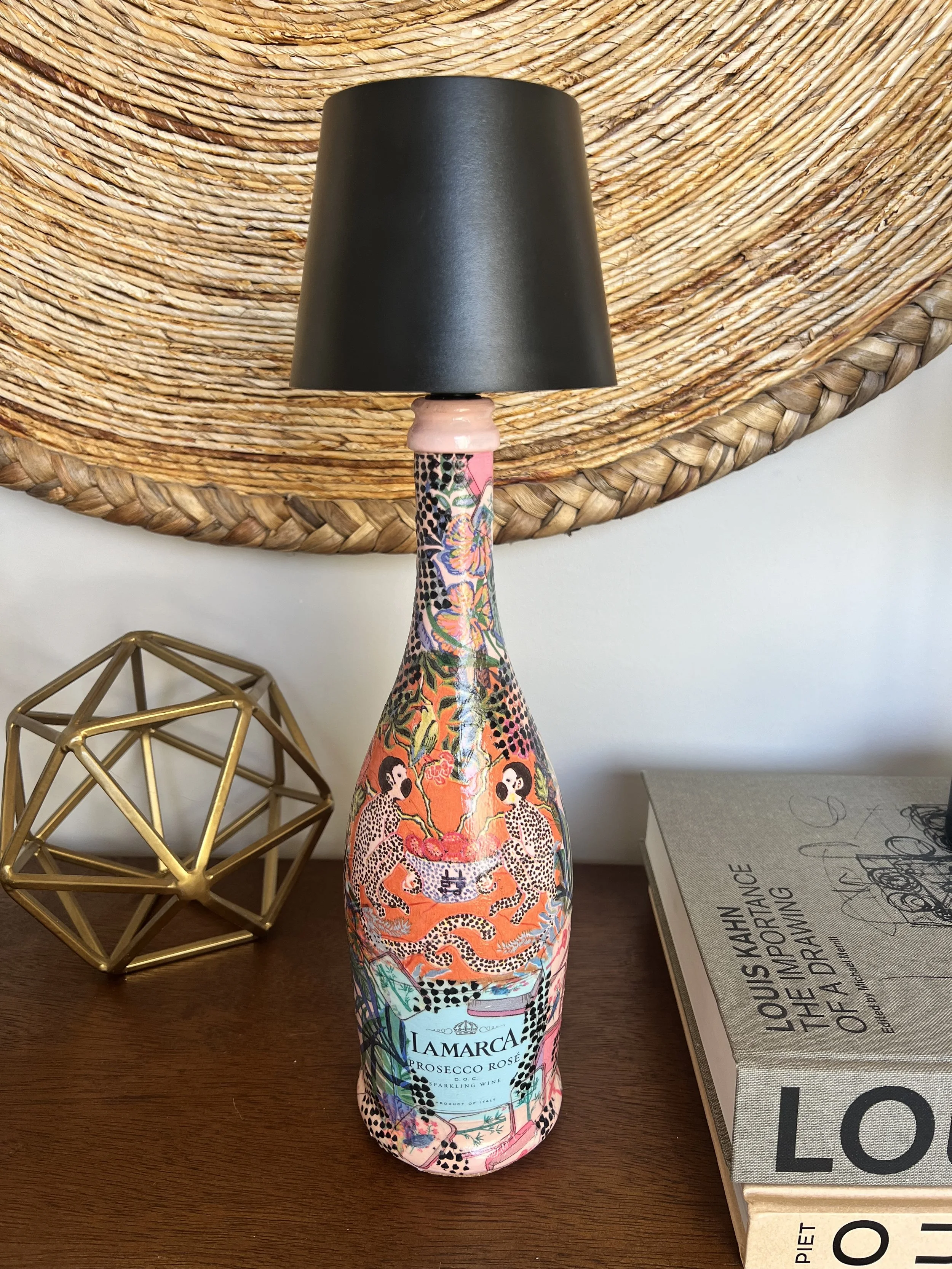 La Marca LED Bottle Lamp | Handcrafted Champagne Bottle Table Lamp | One-of-a-Kind Home Décor | Pink Jubilee