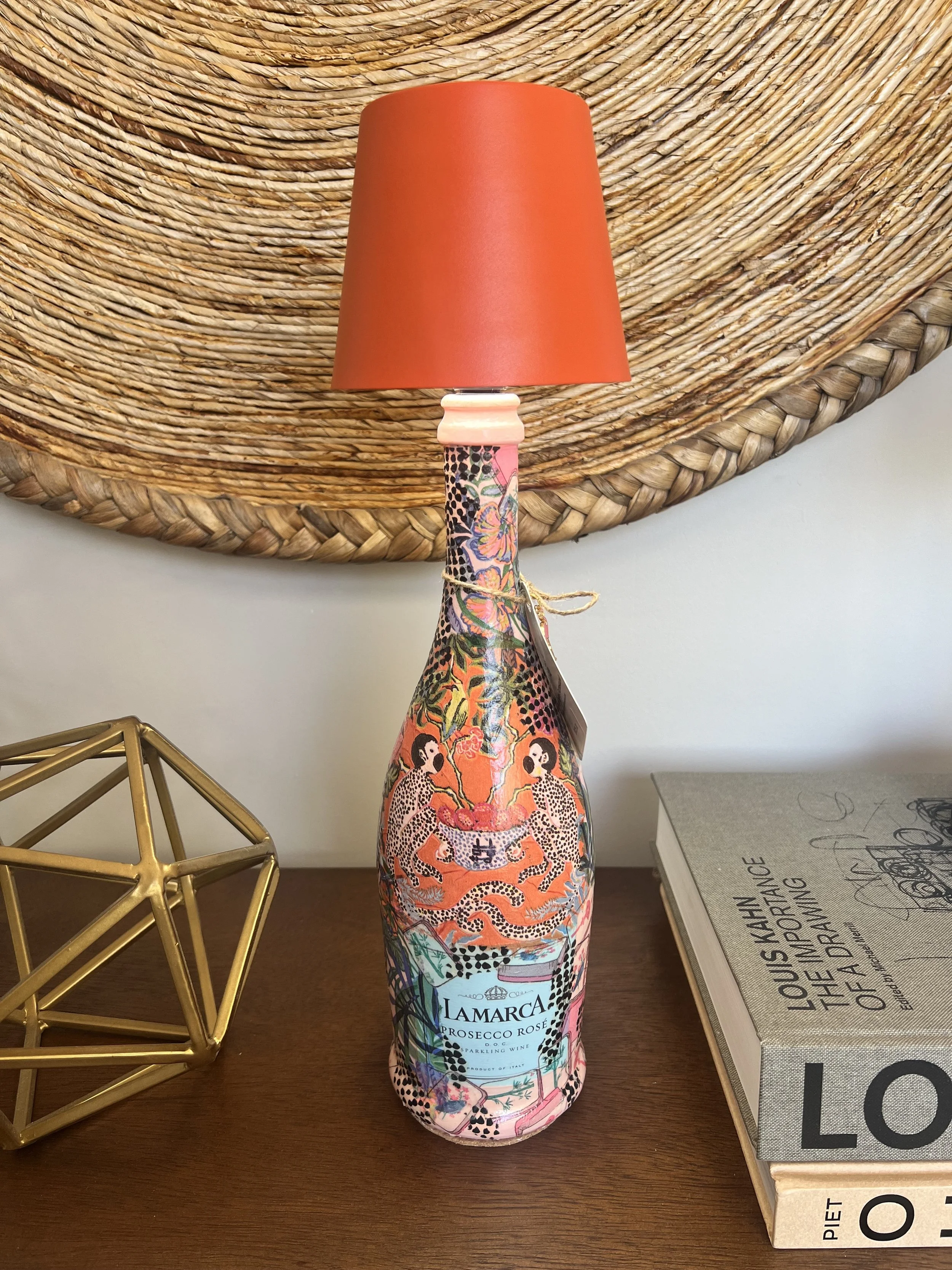 La Marca LED Bottle Lamp | Handcrafted Champagne Bottle Table Lamp | One-of-a-Kind Home Décor | Pink Jubilee