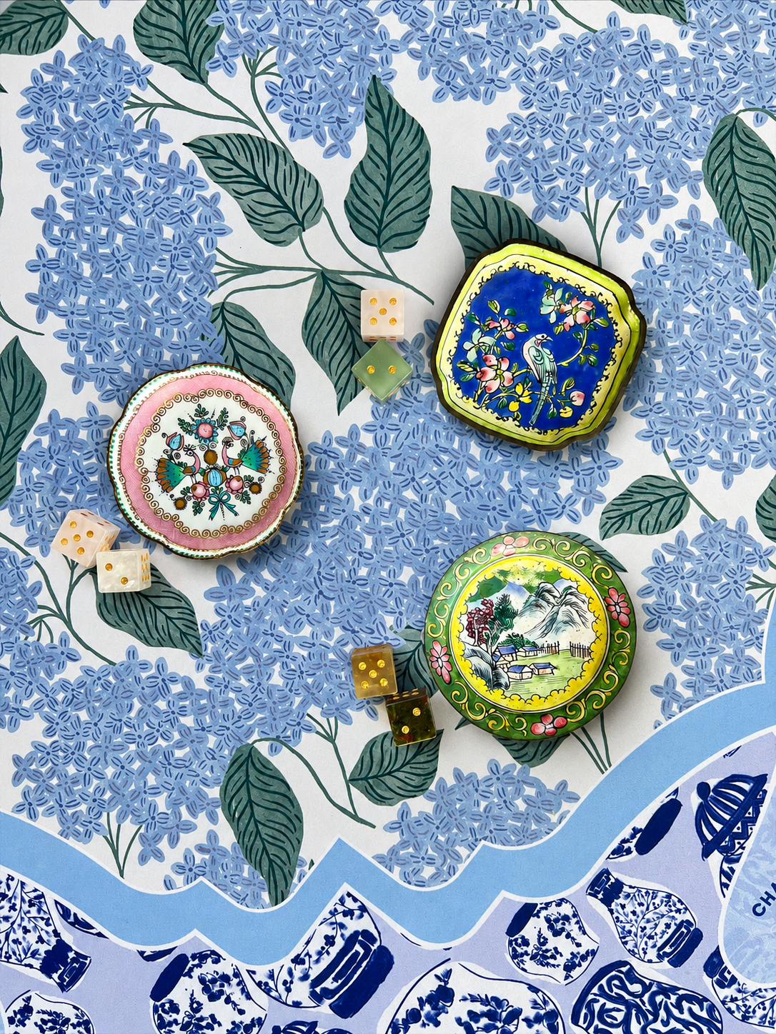 Vintage Enamel Dice Dish Set