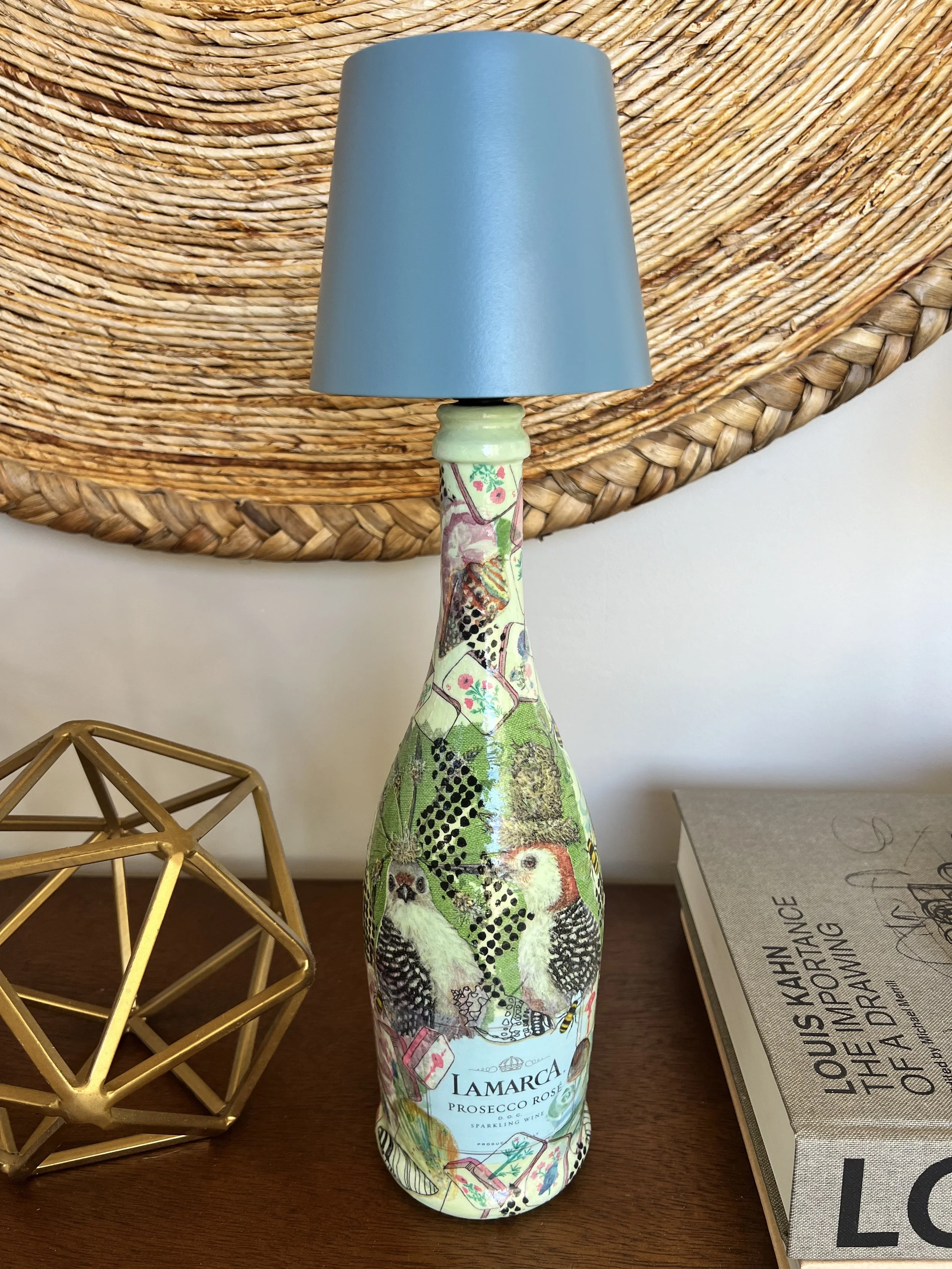 La Marca LED Bottle Lamp | Handcrafted Champagne Bottle Table Lamp | One-of-a-Kind Home Décor | Garden Party