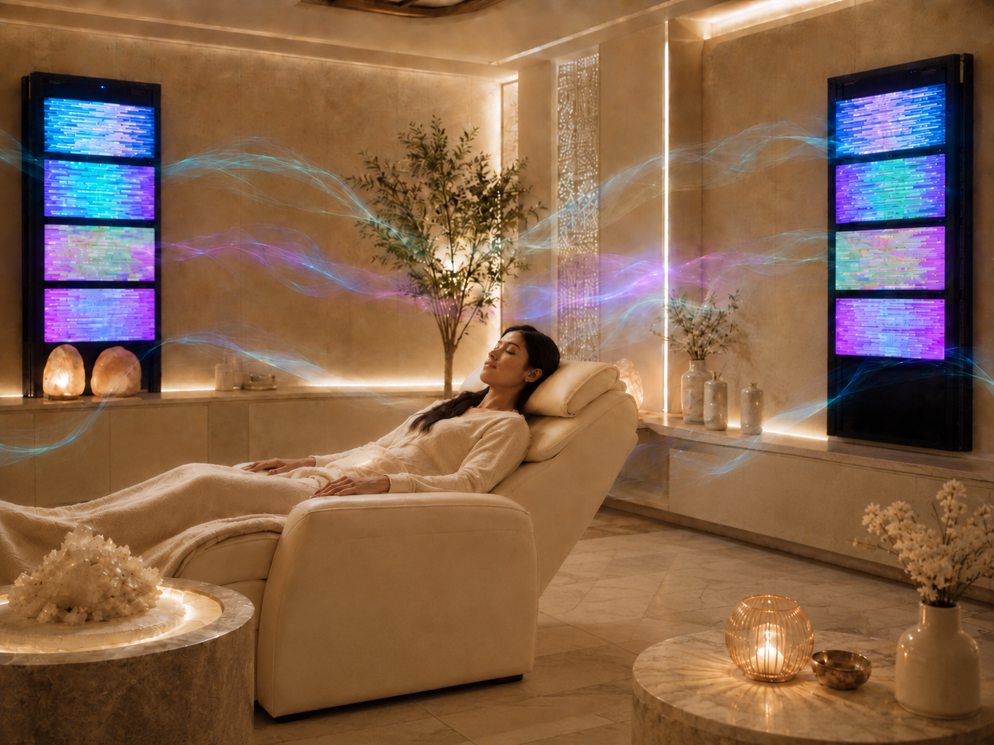 Woman having an EESystem Private Session at Malena Energetics in El Cajon