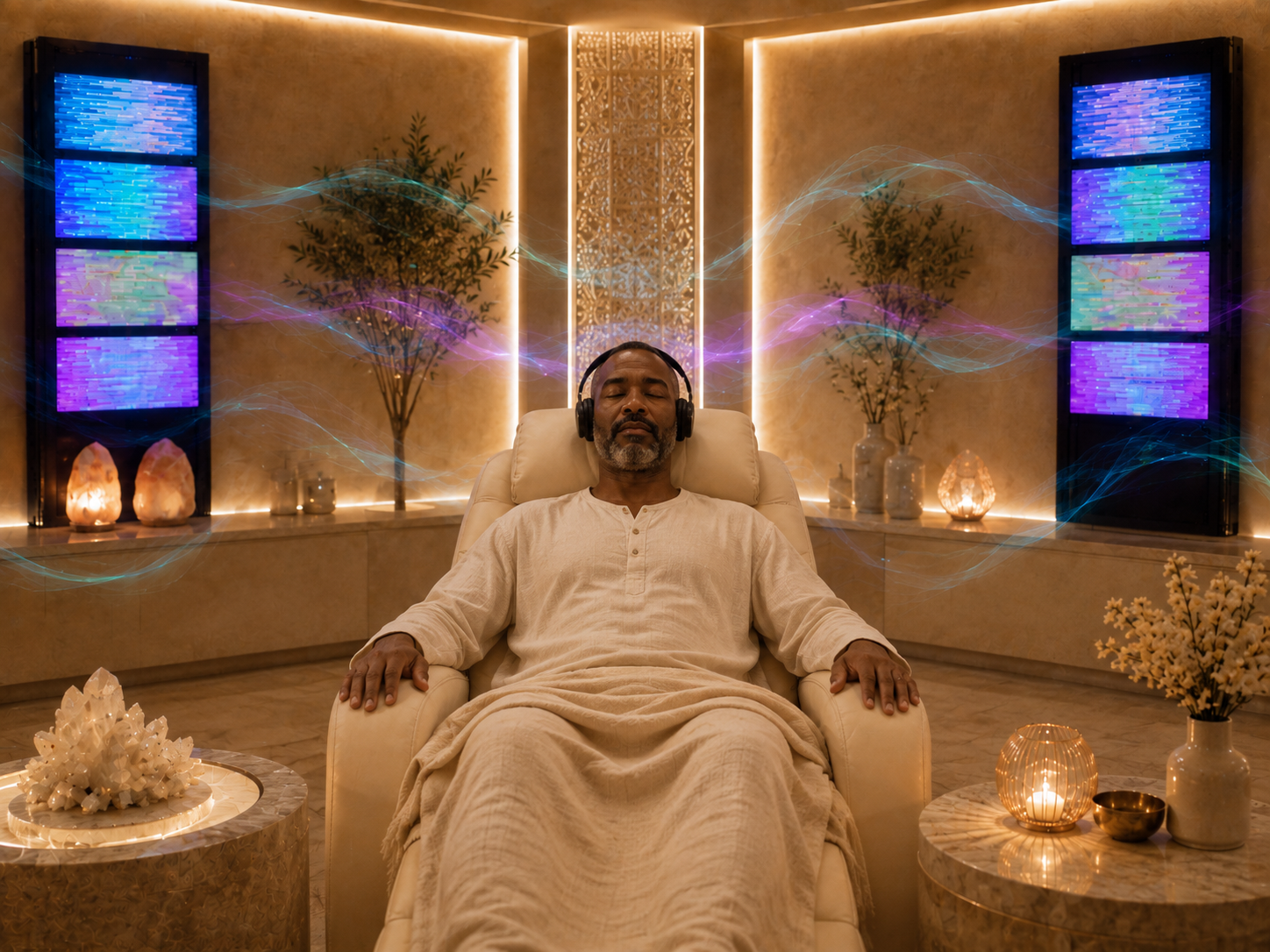 African American Man experiencing the Energy Enhancement System at Malena Energetics in El Cajon