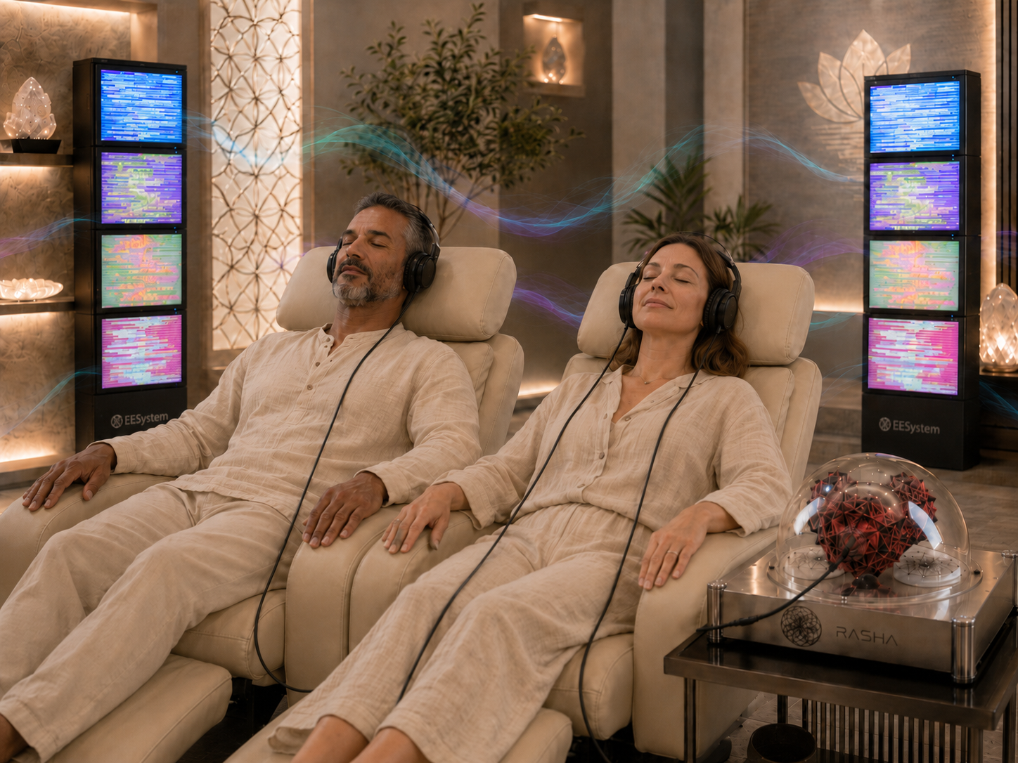 Man and Woman having an EESystem + Rasha experience at Malena Energetics San Diego