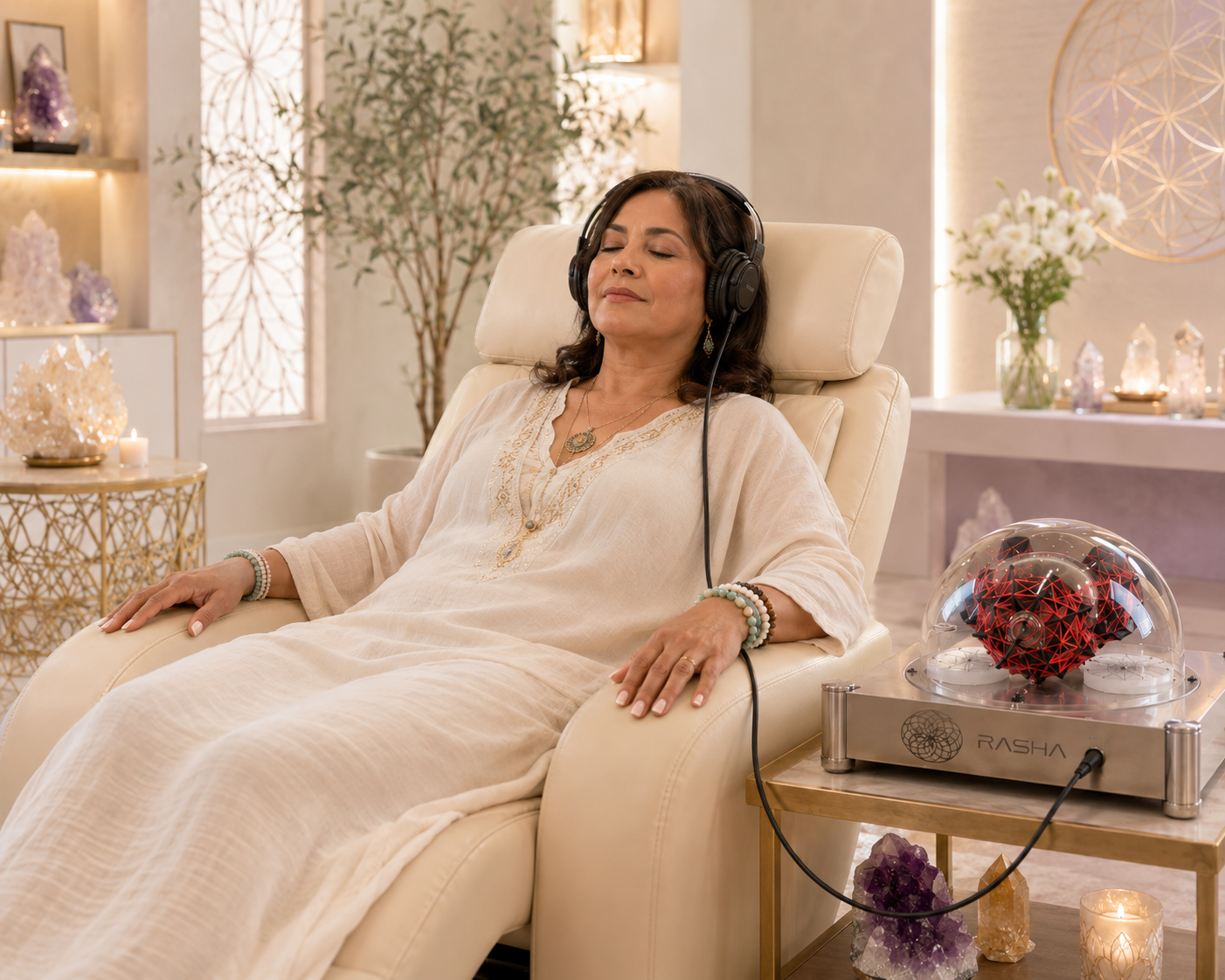 Woman having a Rasha session at Malena Energetics in El Cajon San Diego County