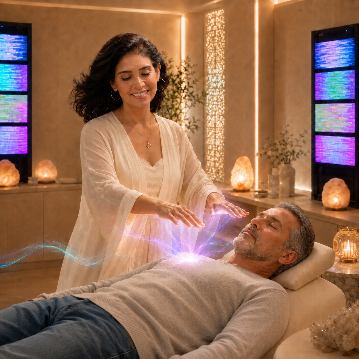 Man having a Reiki+EESystem Session at Malena Energetics in El Cajon