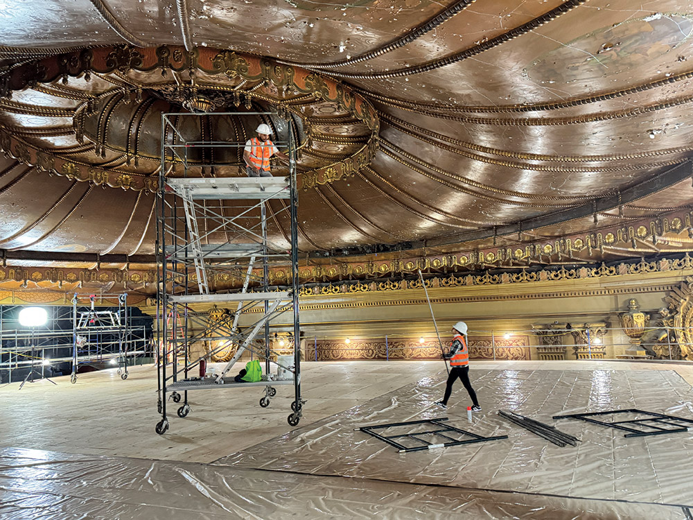 Restorers worked on cleaning the ceiling for several months.