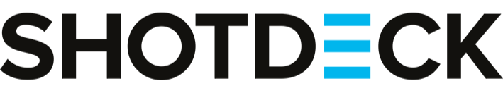 Logo of ShotDeck with the text 'SHOTDECK' in black, featuring three horizontal blue lines replacing the letter 'E'.